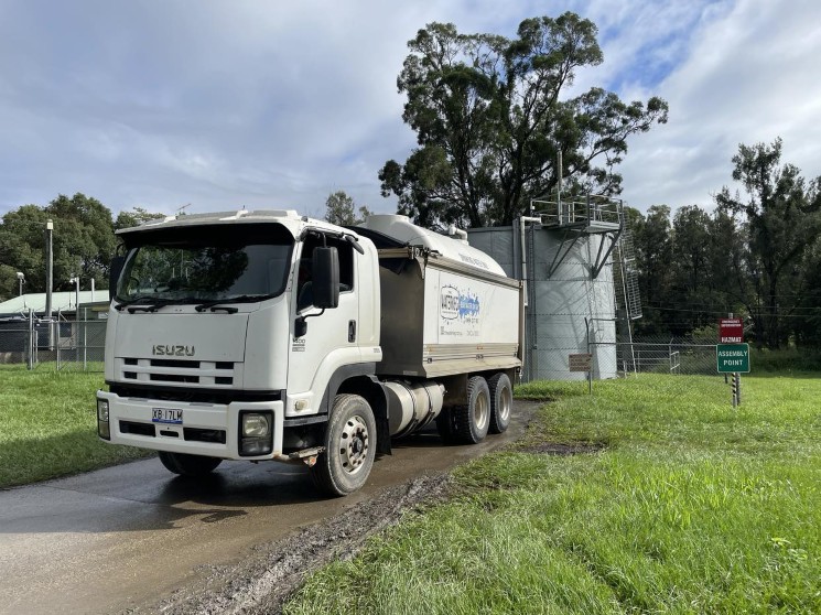 The WaterKeg truck delivering potable water to a public works location.